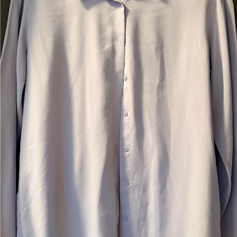 Women’s  Light Blue Button-Up Shirt - Classic Long Sleeve